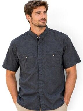 Genelli Short-Sleeve Mandarin Collar Shirt